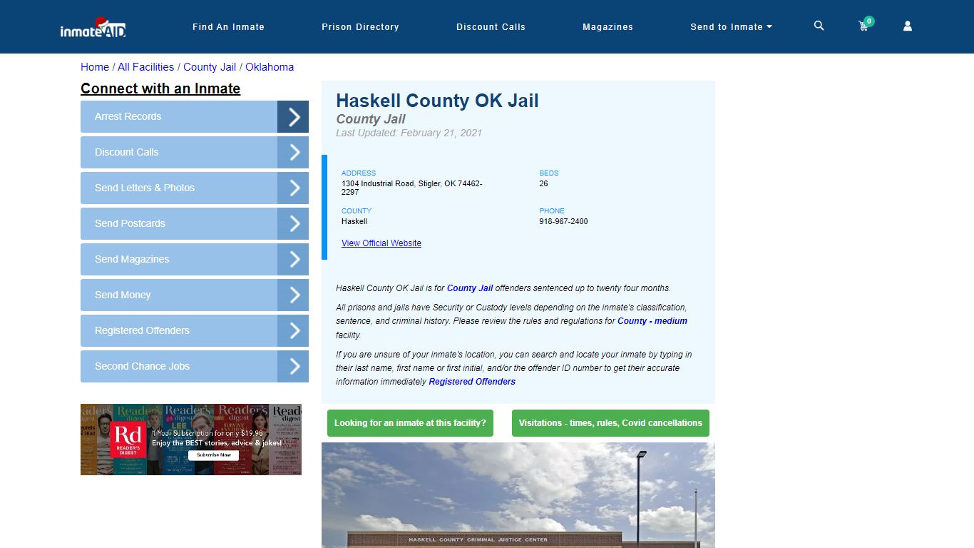 Haskell County OK Jail - Inmate Locator - Stigler, OK
